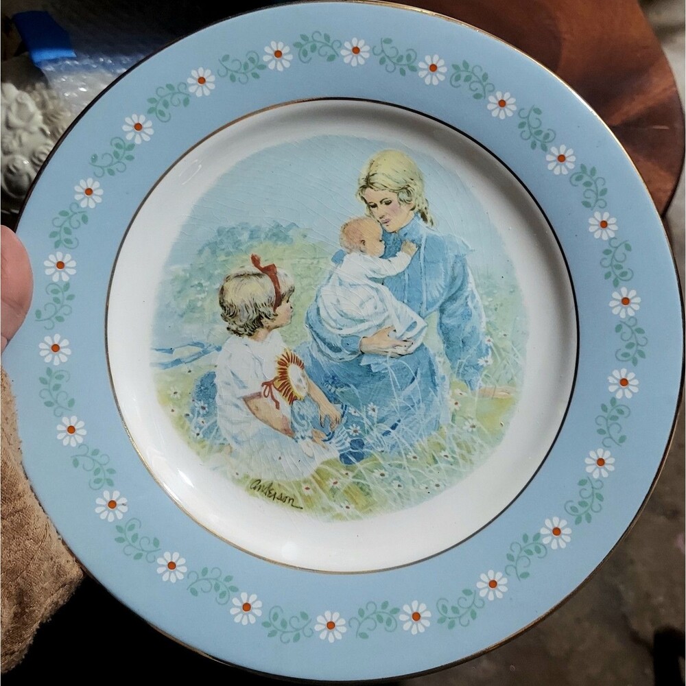 Avon Tenderness Ironstone Collector Plate Spain 1974 Floral Motherhood Theme